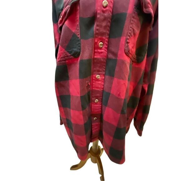 Field & Stream Vintage Button Down Red/Black Checkered Plaid Long Sleeve Flannel - Picture 6 of 14